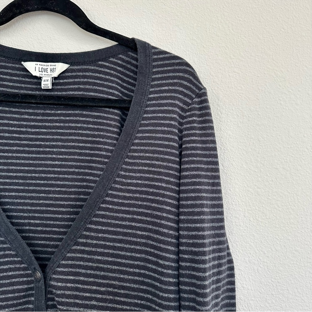 Gray Striped Cardigan
